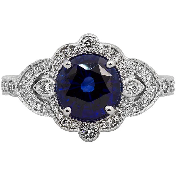 Women’s two-tone engagement rings-Gems of Distinction Collection's 14k White Gold 2.02ct Sapphire & .27ctw Diamond Ring