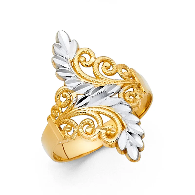 Women’s infinity diamond rings-14K Solid Gold Fancy Statement Vinatge Ring