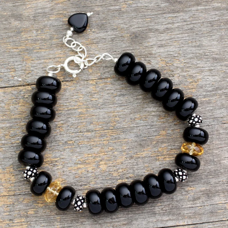 Women’s wrap bracelets-Heart Style Fair Trade Beaded Onyx Bracelet