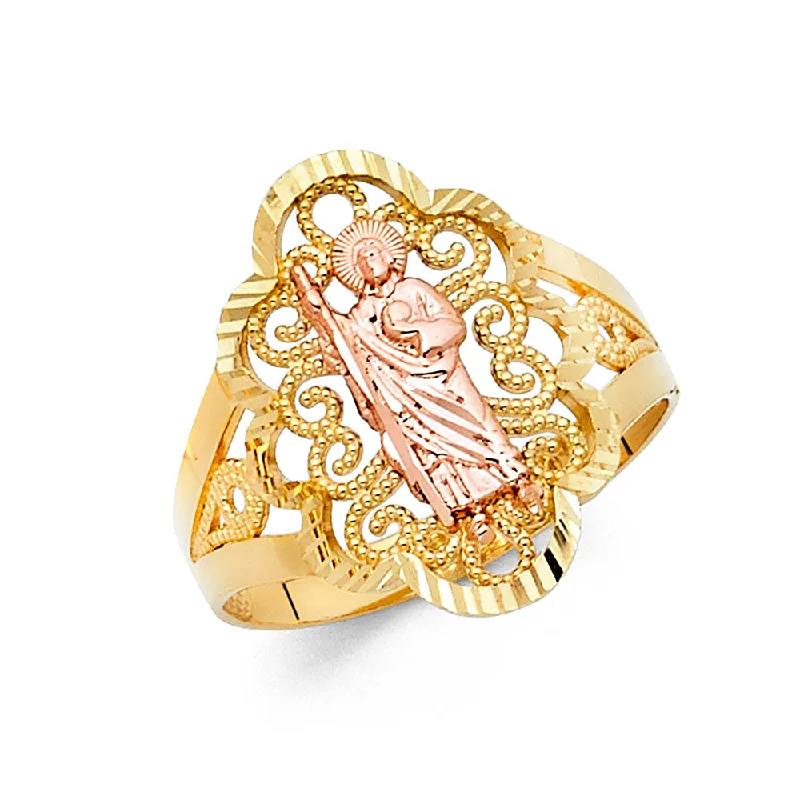 Women’s chunky gemstone rings-14K Solid Gold Shepard Religious Ring