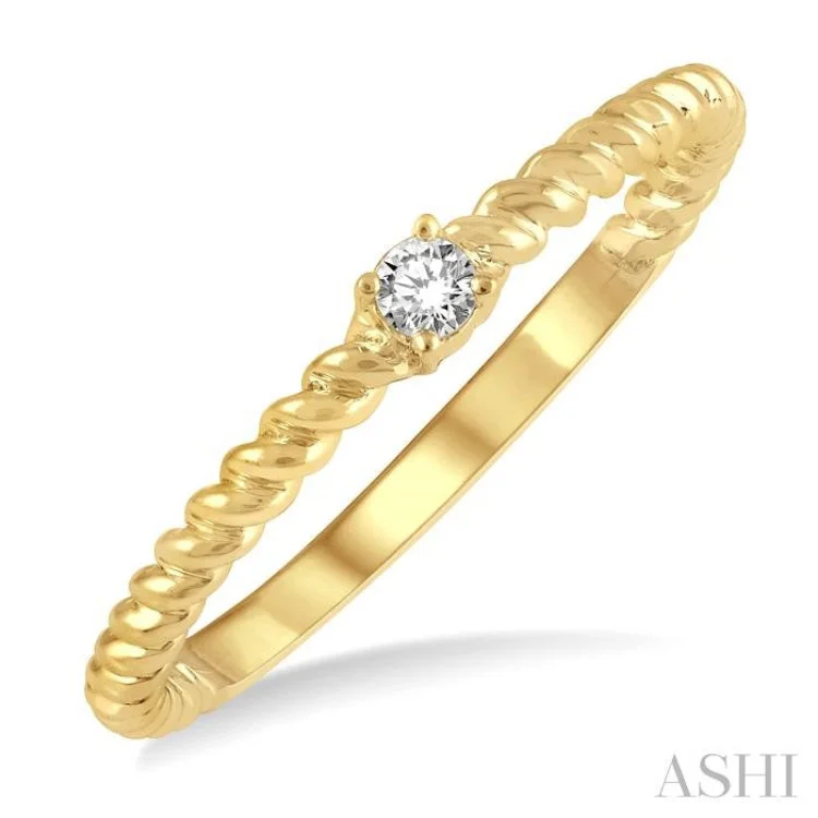 Women’s large diamond engagement rings-1/20 Ctw Rope Shank Round Cut Diamond Petite Promise Ring in 10K Yellow Gold