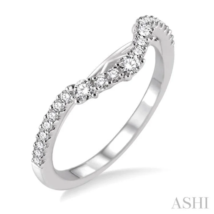 Women’s antique engagement rings-1/3 Ctw Round Cut Diamond Wedding Band in 14K White Gold