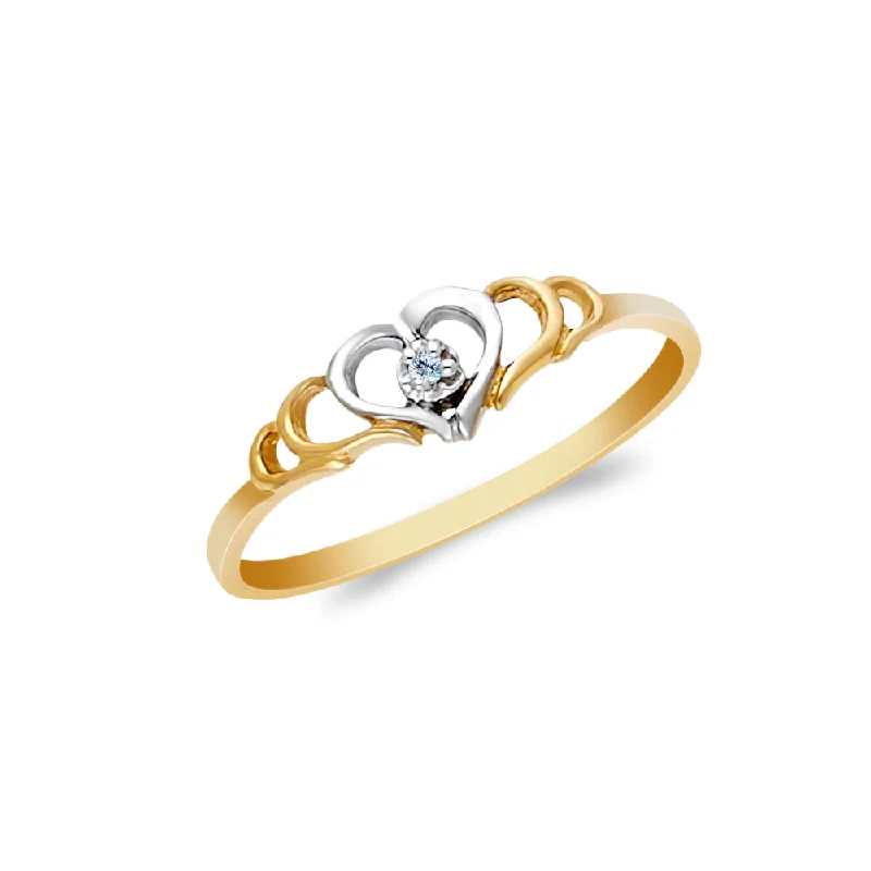 Women’s sterling silver rings-14K Solid Gold Heart CZ Ring