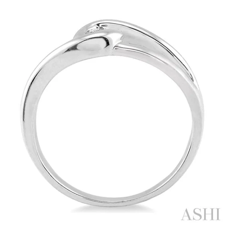 Women’s minimalistic engagement rings-1/20 Ctw Round Cut Diamond Ring in 10K White Gold