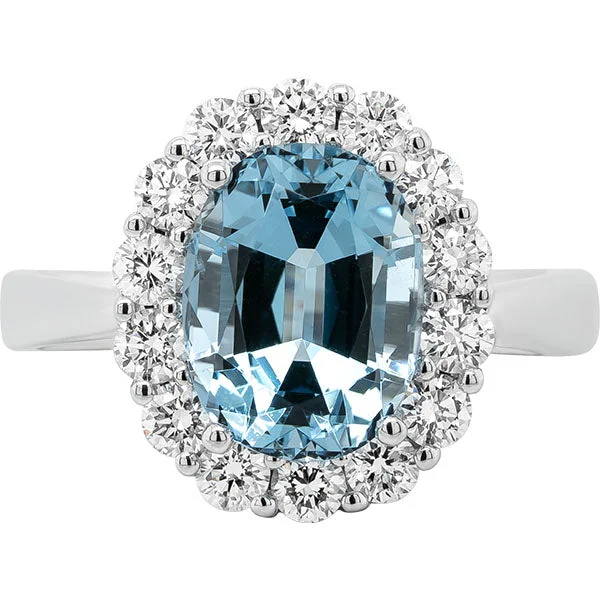 Women’s halo diamond engagement rings-Gems of Distinction Collection's 14k White Gold 2.78ct Aquamarine & .73ctw Diamond Euro Shank Ring