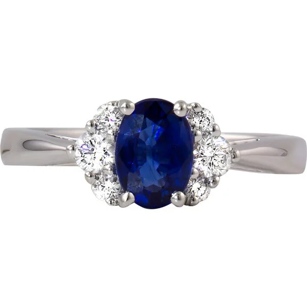 Women’s split band engagement rings-Gems of Distinction Collection's 14k White Gold .82ct Sapphire & .27ctw Diamond Ring