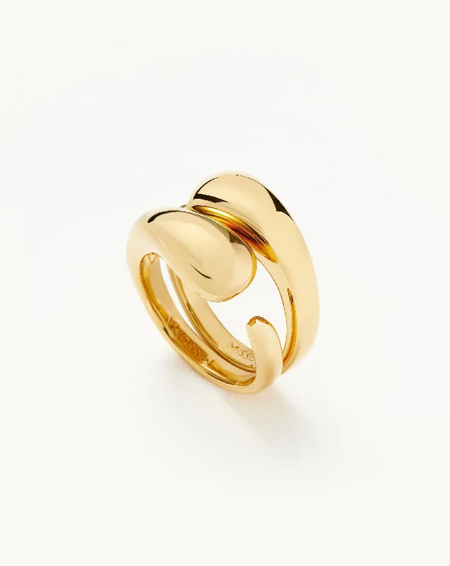 Women’s slim rings-Molten Double Stacking Ring Set | 18ct Gold Plated