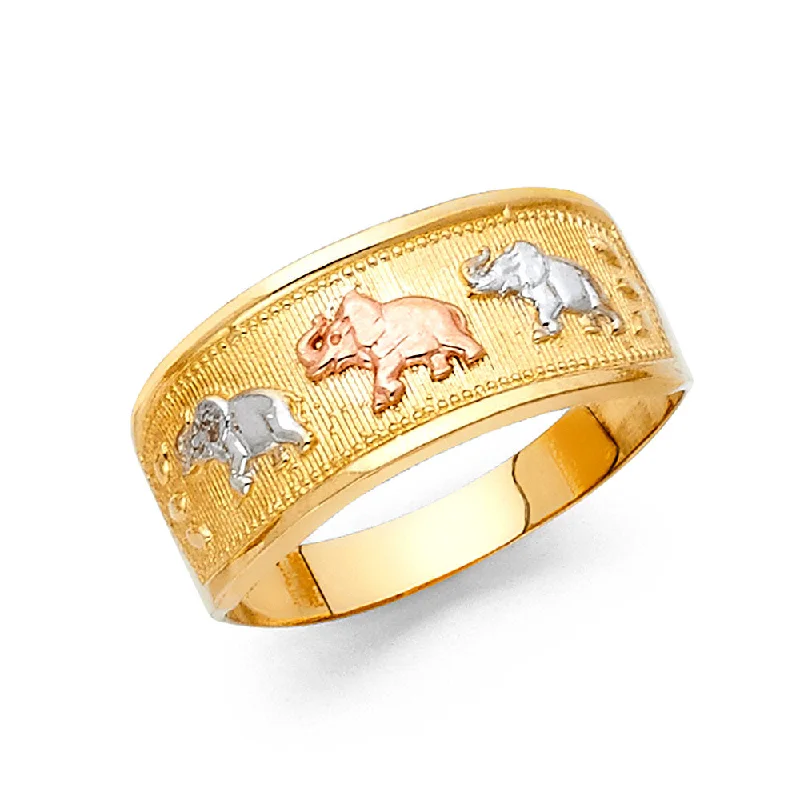 Women’s adjustable wedding bands-14K Solid Gold Lucky Elephant Ring