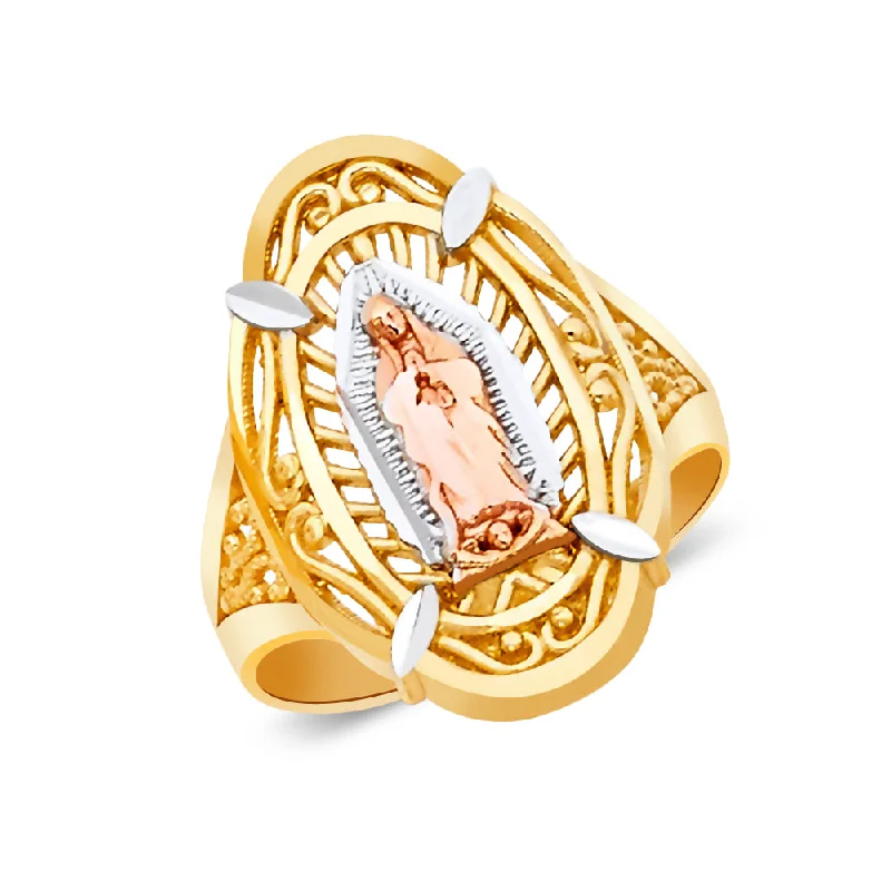 Women’s gold solitaire rings-14K Solid Gold Religious Ring