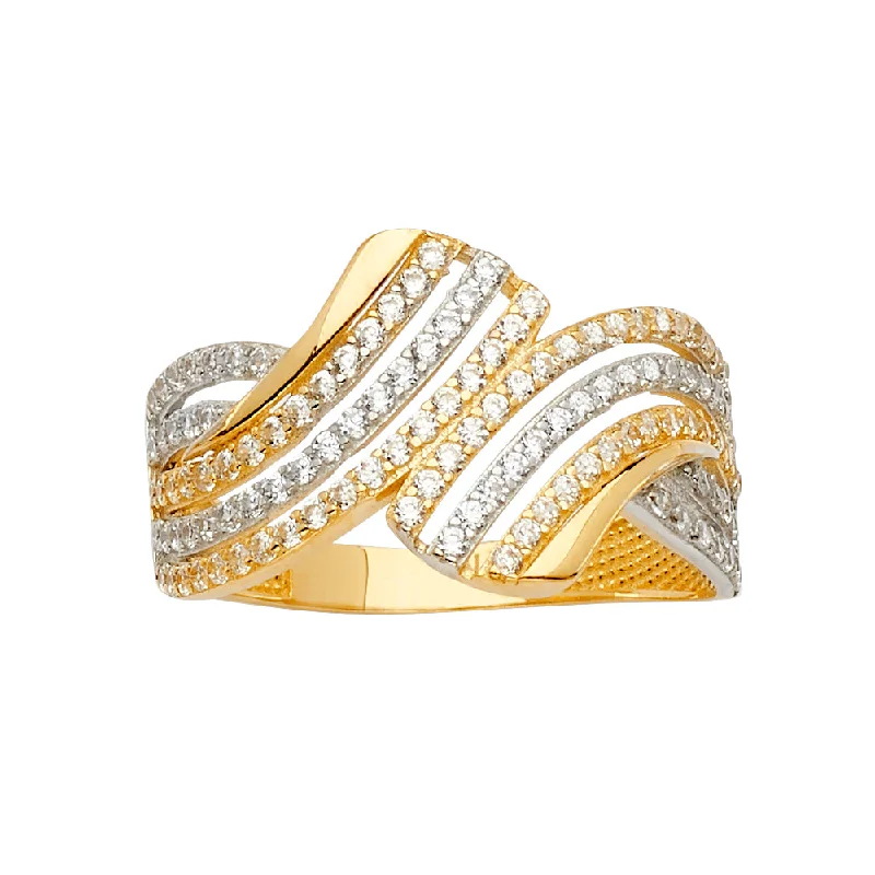 Women’s promise rings-14K Solid Gold Multi Line Channel Set CZ Ring