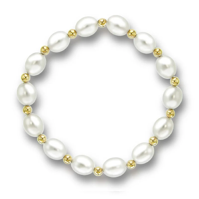 Women’s cute bangles-Freshwater 8-8.5mm Pearl Endless Bracelet 7.25Inches with 4mm