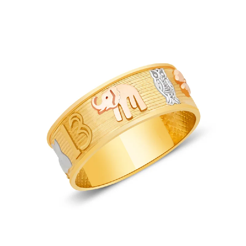 Women’s wedding rings with diamonds-14K Solid Gold Lucky Signs Ring