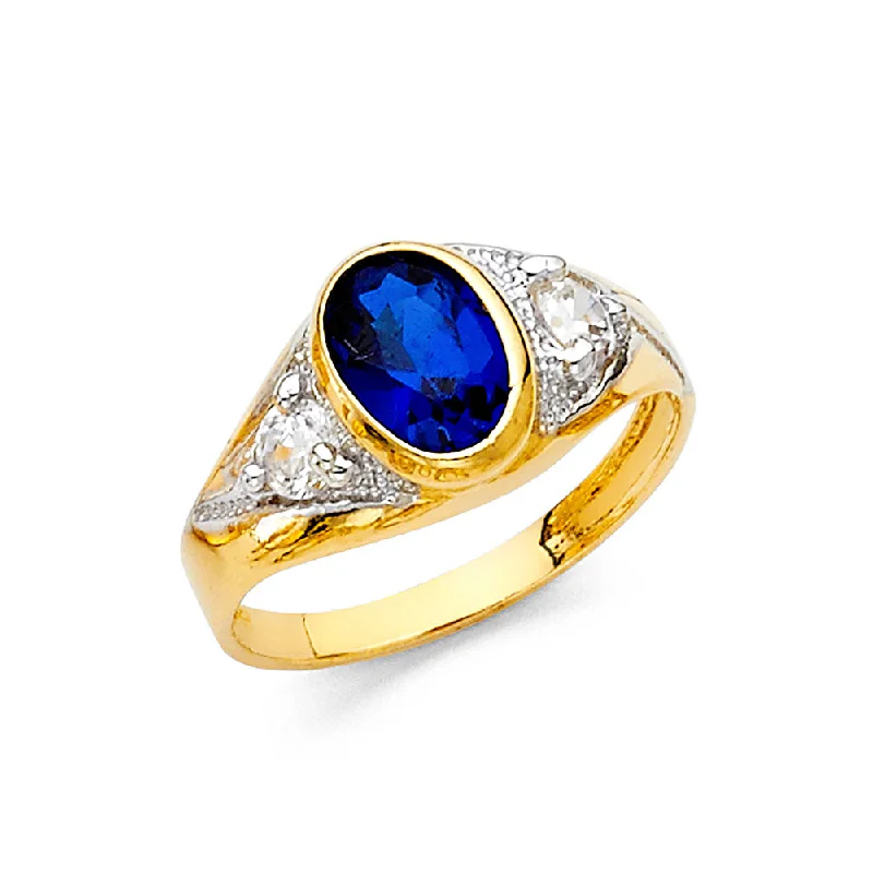 Women’s gemstone rings-14K Solid Gold Blue CZ Ring