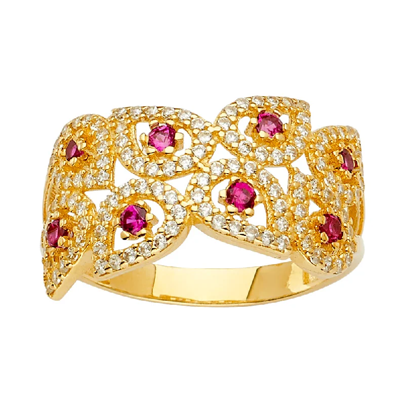 Women’s gemstone rings-14K Solid Gold Multi Line Channel Set Birthstone CZ Ring