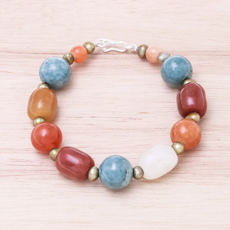 Women’s men’s style bangles-Love and Mercy Multi-Gemstone Beaded Bracelet from Thailand