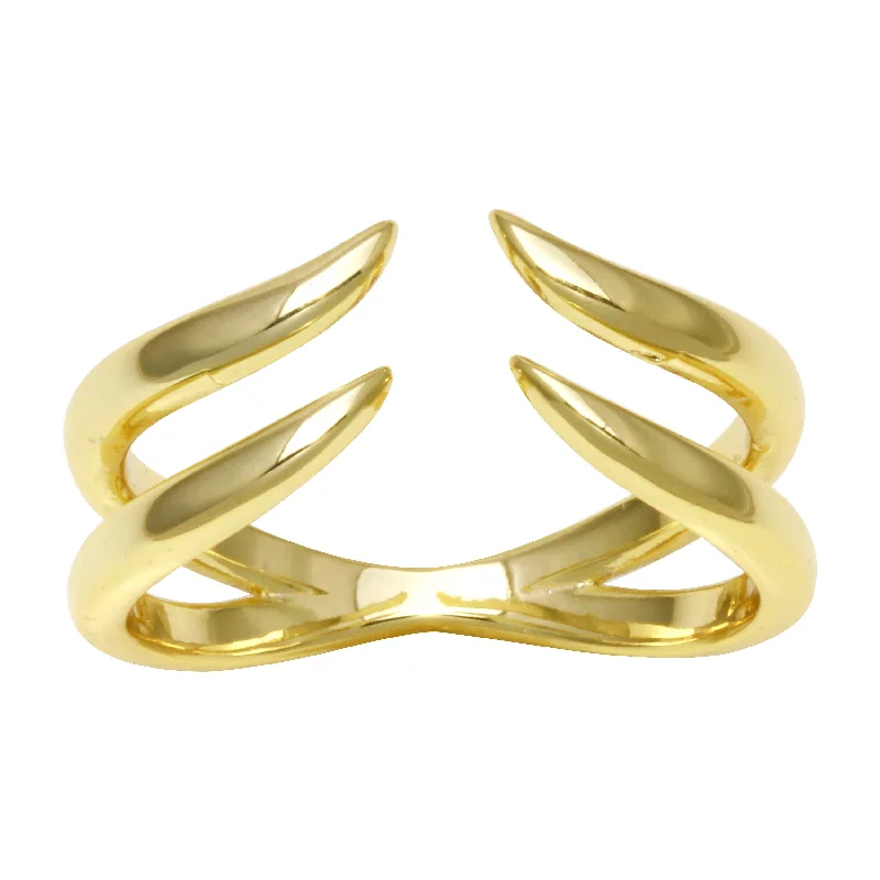 Women’s minimalist rings-Solid Double Claw Open Ring