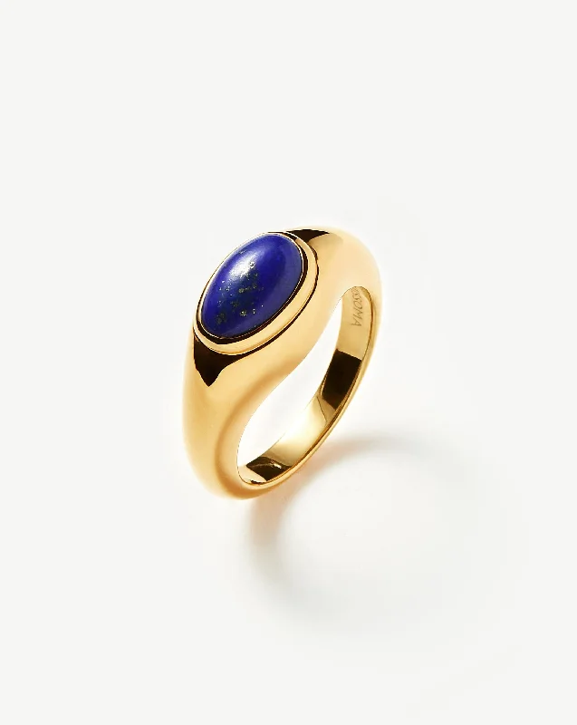 Women’s pear-shaped rings-Molten Gemstone Ring | 18ct Gold Vermeil/Lapis