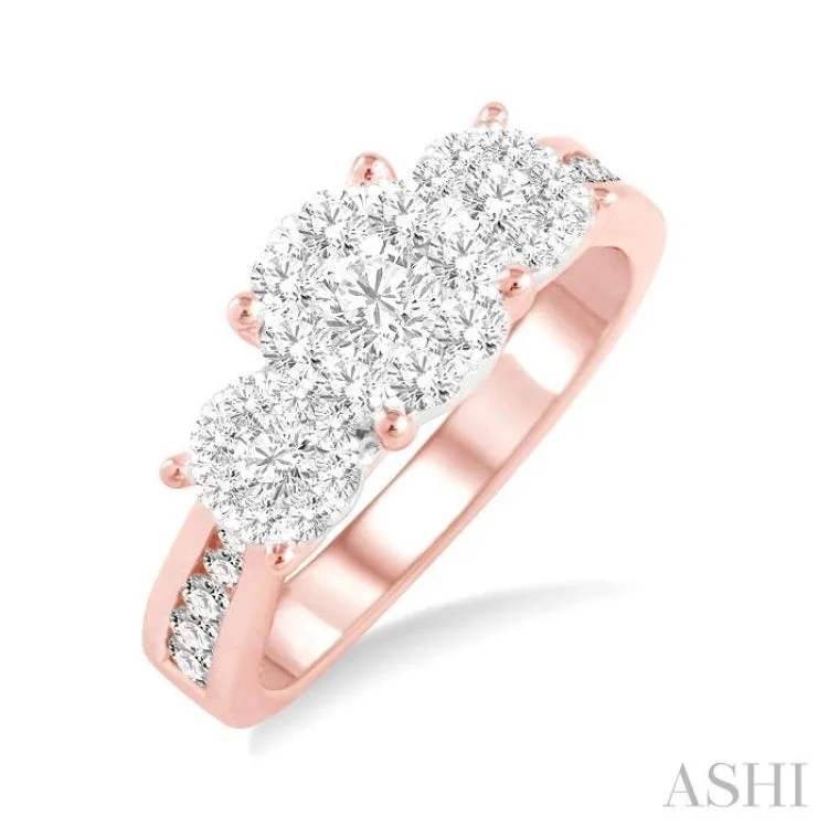 Women’s unique diamond engagement rings-3/4 Ctw Lovebright Round Cut Diamond Ring in 14K Rose and White Gold