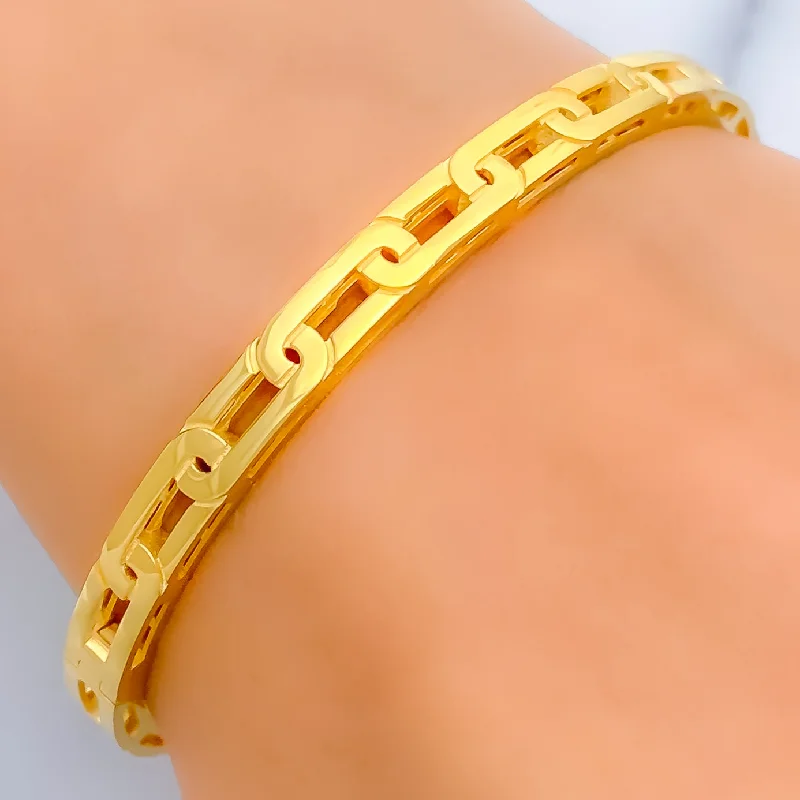 Women’s intertwined bracelets-Jazzy Elongated Link 22k Gold Bangle Bracelet