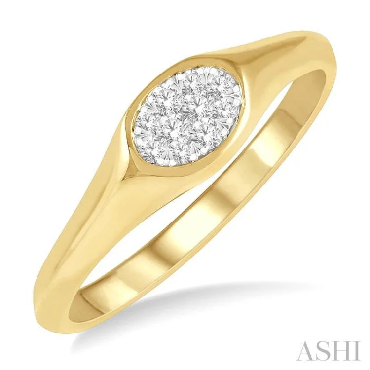 Women’s minimalistic engagement rings-1/8 ctw Oval Shape Lovebright Diamond Ring in 14K Yellow and White Gold