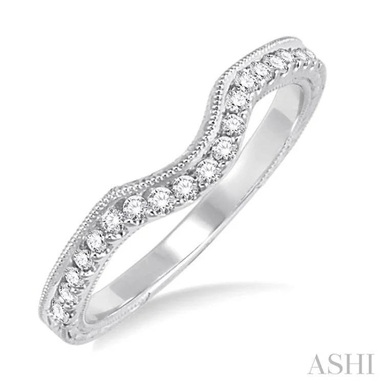 Women’s classic diamond engagement rings-1/5 Ctw Round Cut Diamond Wedding Band in 14K White Gold