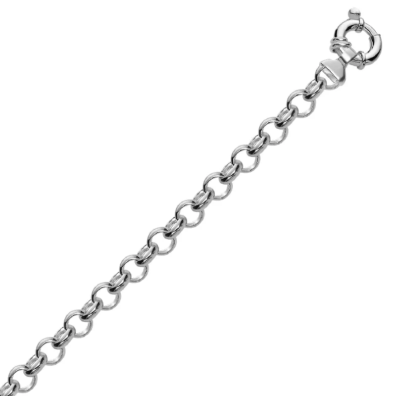 Women’s flower bracelets-Sterling Silver Rhodium Plated Classic Rolo Bracelet