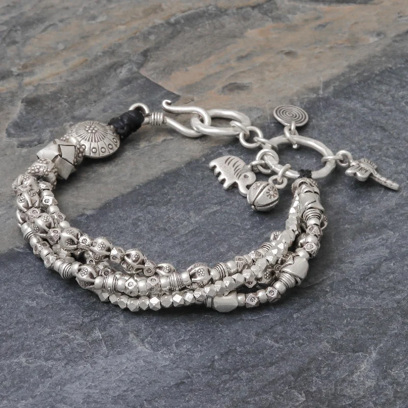 Women’s glittering bracelets-Karen Celebration Karen Hill Tribe 950 Silver Beaded Bracelet