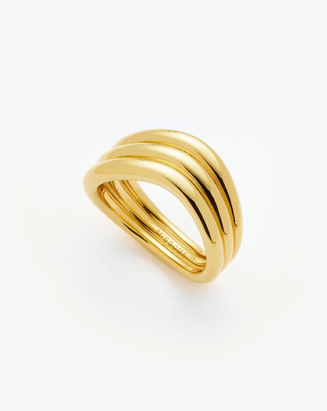 Women’s wedding rings-Savi Signature Triple Ring | 18ct Gold Plated