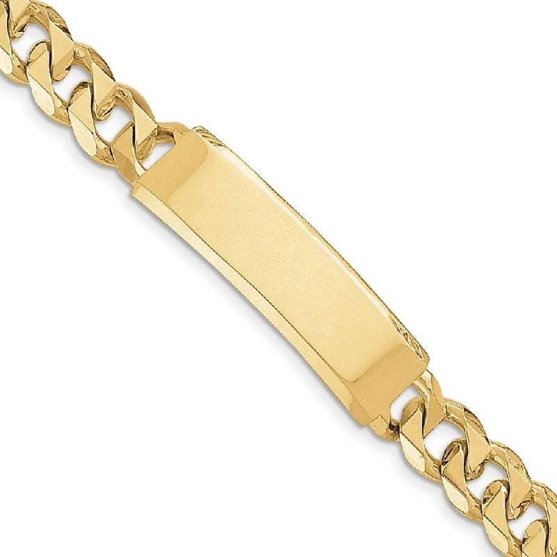 Women’s luxury gold bracelets-14k Yellow Gold Hand-polished Curb Link ID Bracelet, 8"