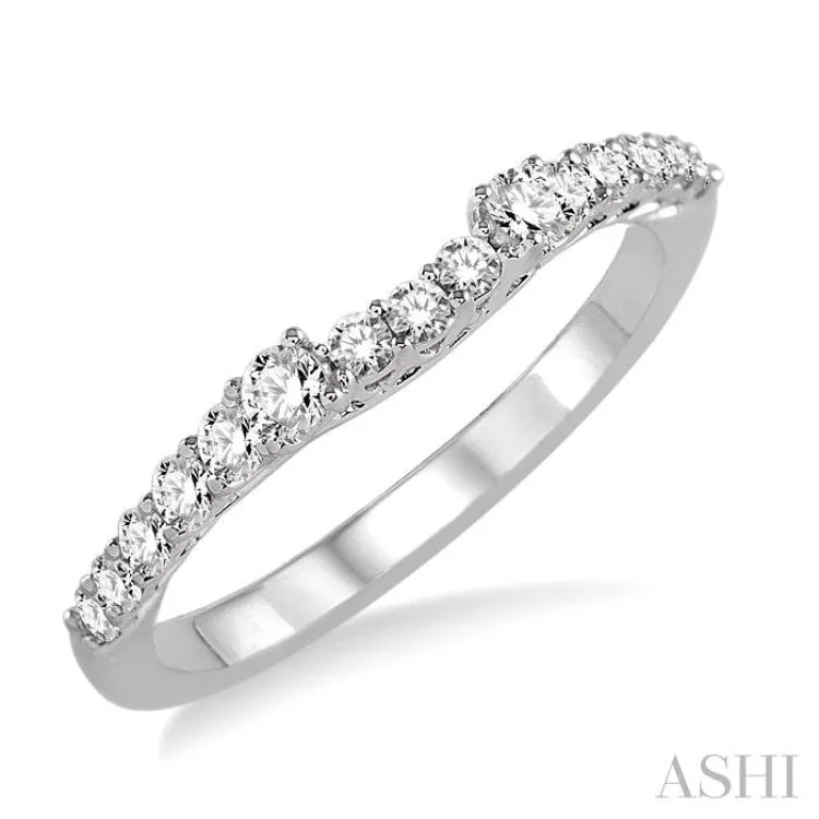 Women’s affordable engagement rings-1/2 Ctw Round Cut Diamond Wedding Band in 14K White Gold