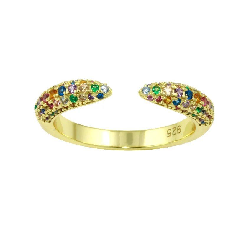 Women’s white diamond rings-Pave Rainbow Claw Ring