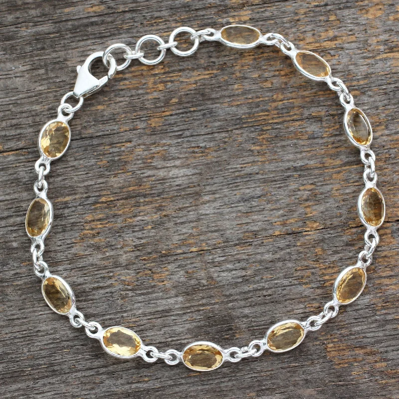 Women’s braided leather bracelets-Romantic Yellow Tennis Bracelet