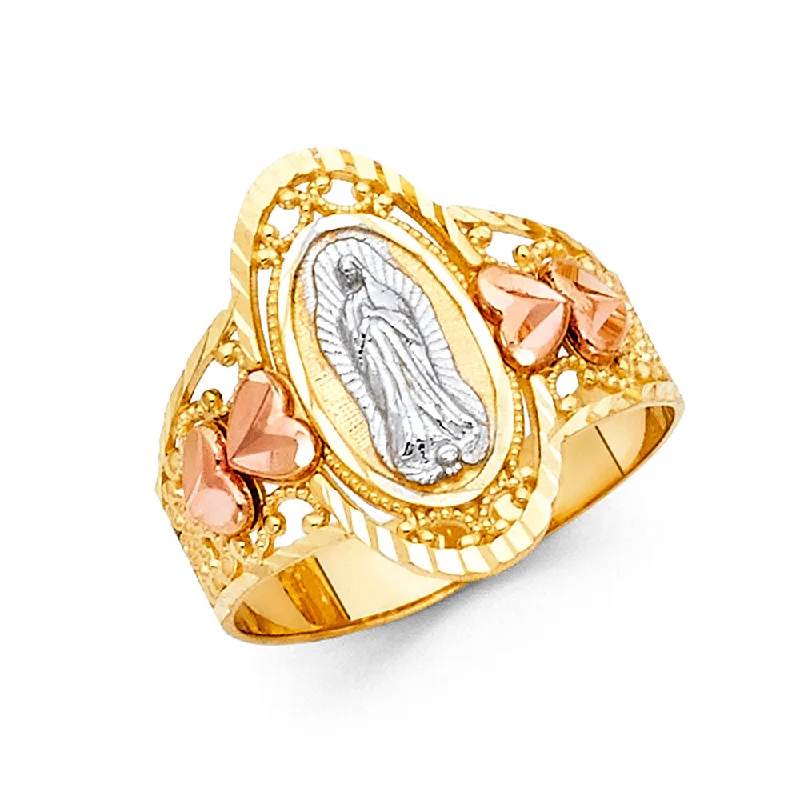 Women’s wedding ring sets-14K Solid Gold Guadalupe Religious Ring