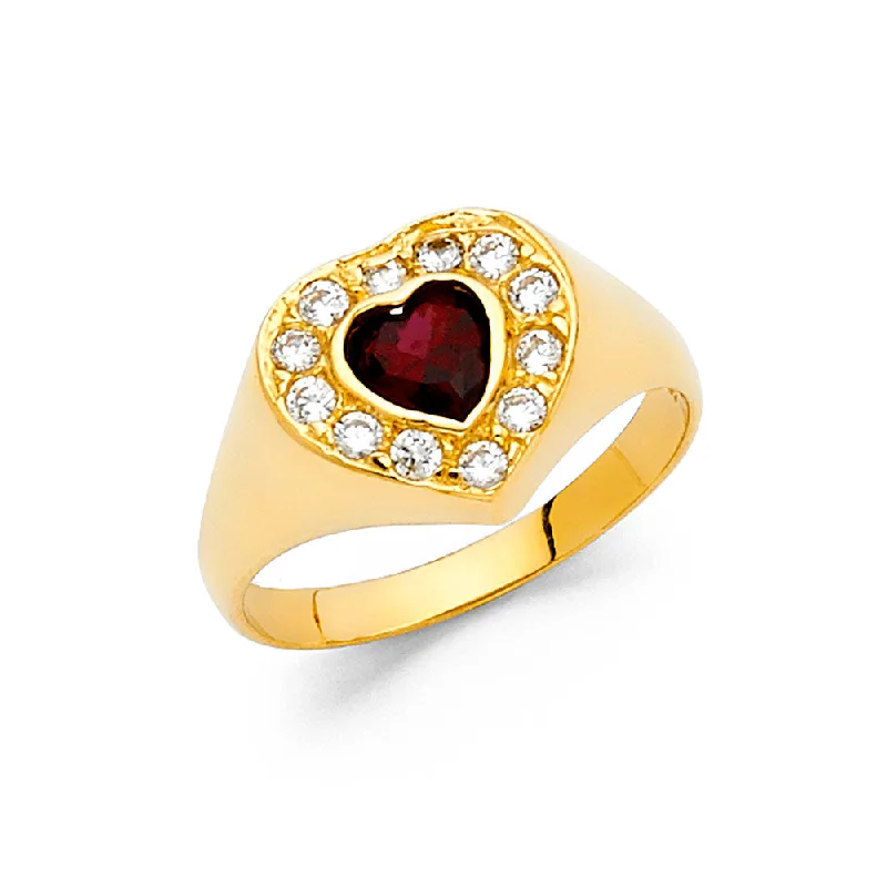 Women’s white gold rings-14K Solid Gold Heart Shaped CZ Halo Fancy Ring