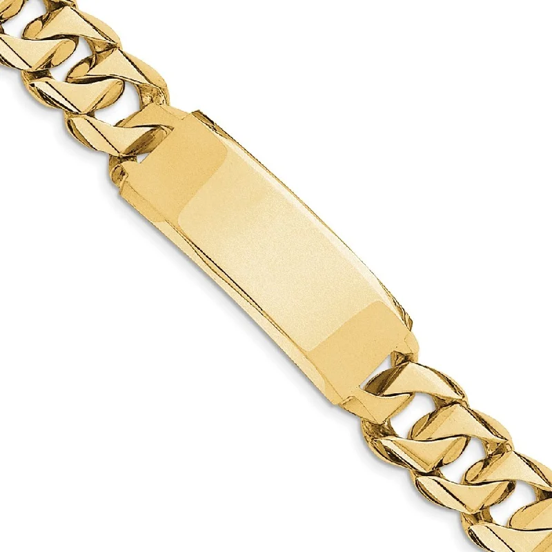 Women’s chunky bracelets-14k Yellow Gold Hand-polished Heavy Curb Link ID Bracelet, 8.5"