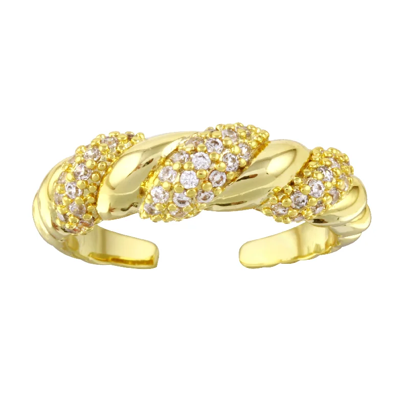 Women’s topaz rings-Twisted Croissant Ring