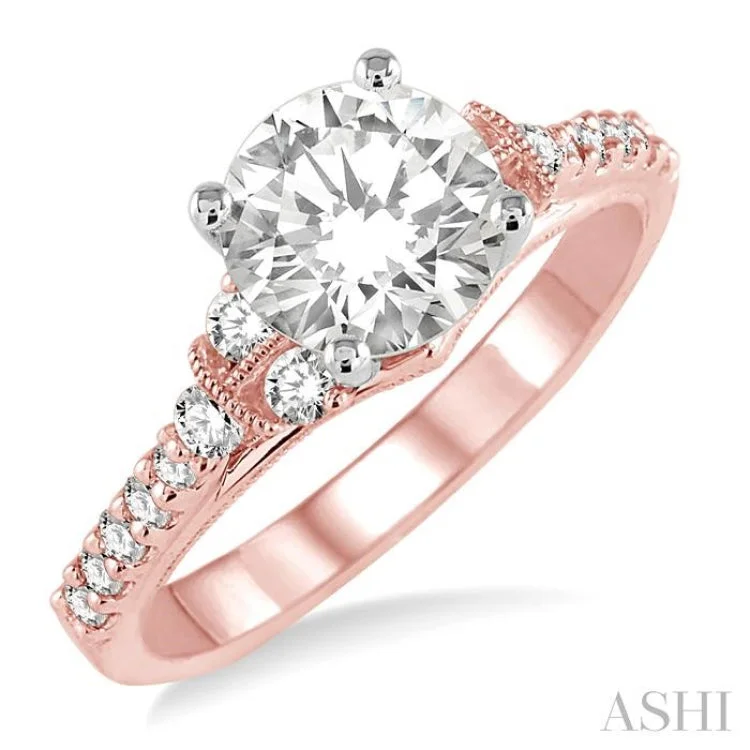 Women’s unique diamond engagement rings-3/8 Ctw Diamond Semi-Mount Engagement Ring in 14K Rose and White Gold