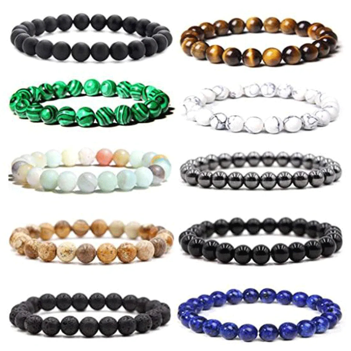 Women’s handmade bracelets-Fashion Solid Color Natural Stone Beaded Bracelets