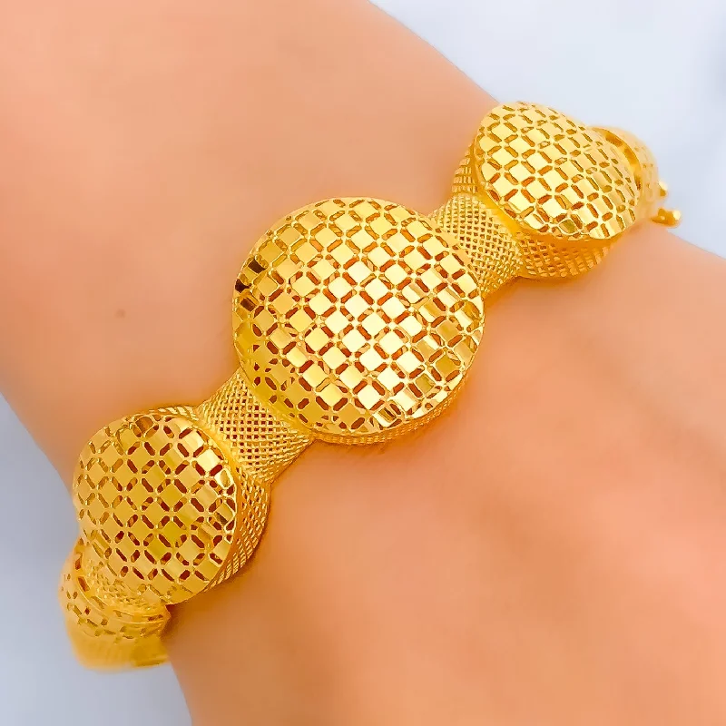 Women’s heart-shaped bracelets-Opulent Geometric 21k Gold  Bangle Bracelet