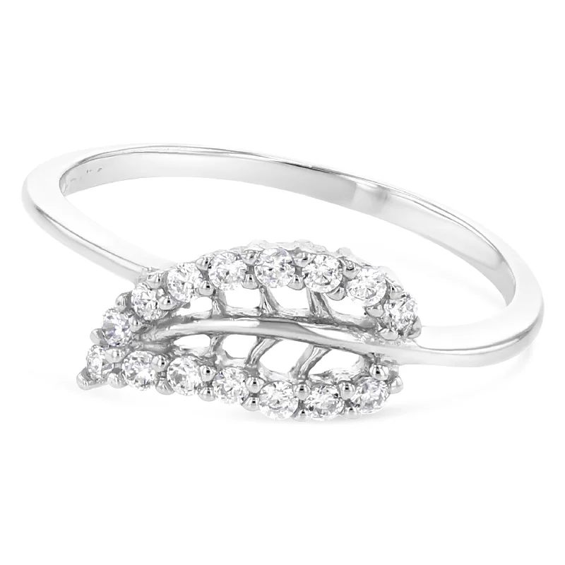 Women’s thick band rings-14K Gold Fancy Leaf CZ Ring