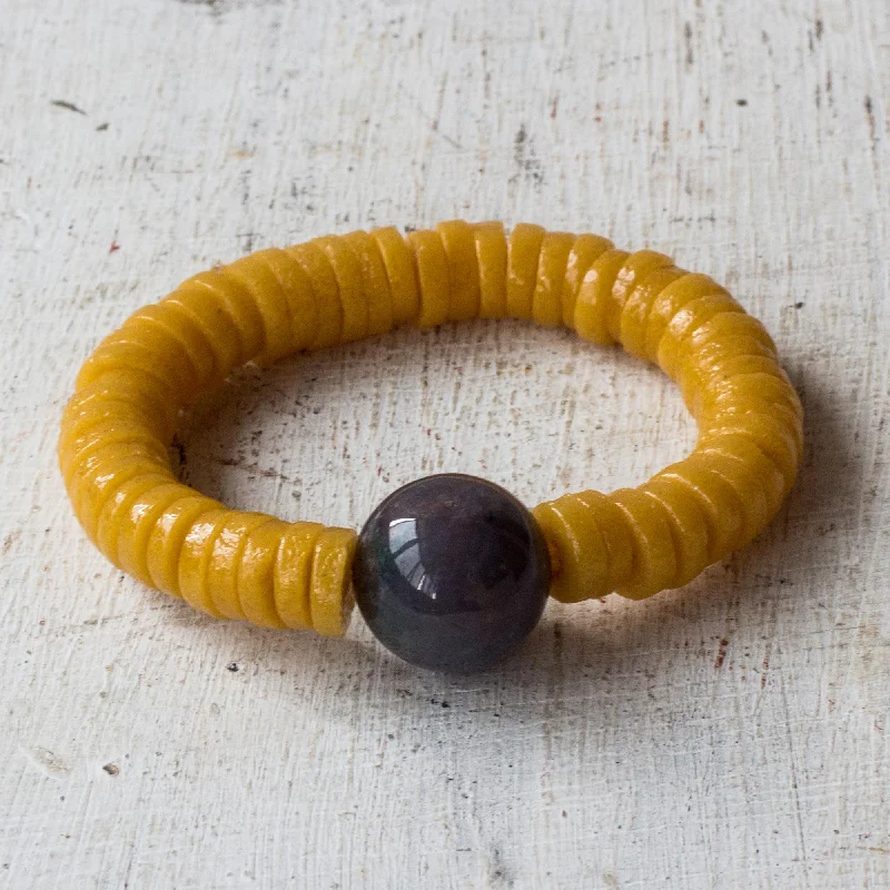 Women’s infinity bangles-Adepa Orb Agate and Recycled Plastic Beaded Stretch Bracelet