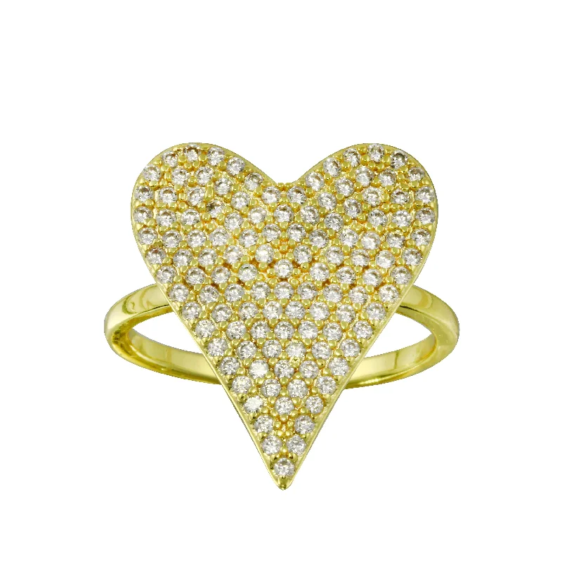 Women’s titanium rings-Open Pave Heart Ring