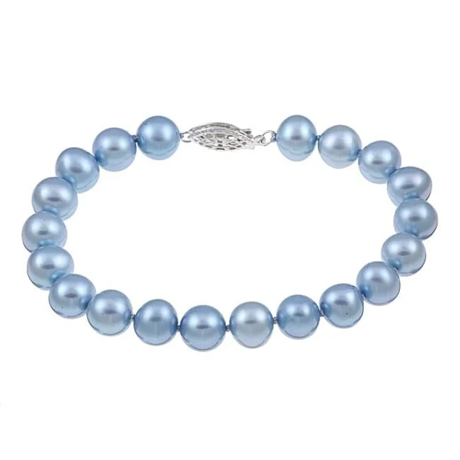 Women’s handmade bracelets-Blue Freshwater Pearl Classic 8-inch Bracelet (8-9 mm)