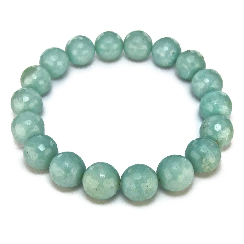 Women’s bohemian bangles-DaVonna Stretch Bracelet with 10mm Round Green Amazonite Stone