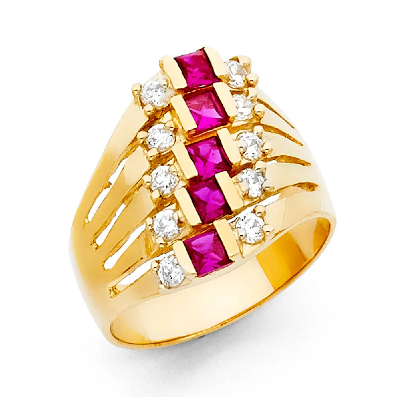 Women’s handmade rings-14K Solid Gold CZ Purple Semanario Ring