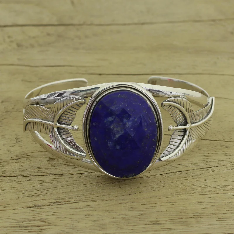 Women’s sleek bangles-Lapis Lazuli & Sterling Silver Cuff Bracelet