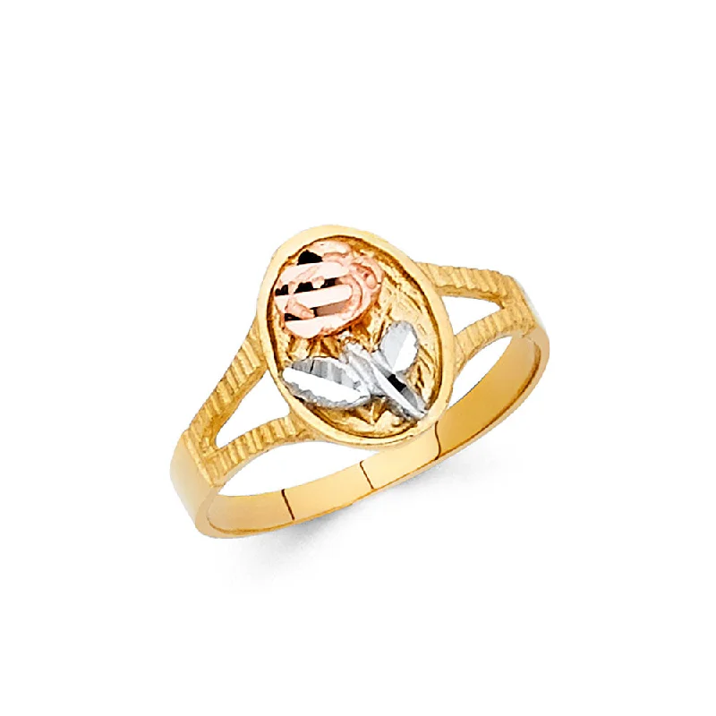 Women’s pear-shaped rings-14K Solid Gold Fancy Flower Ring