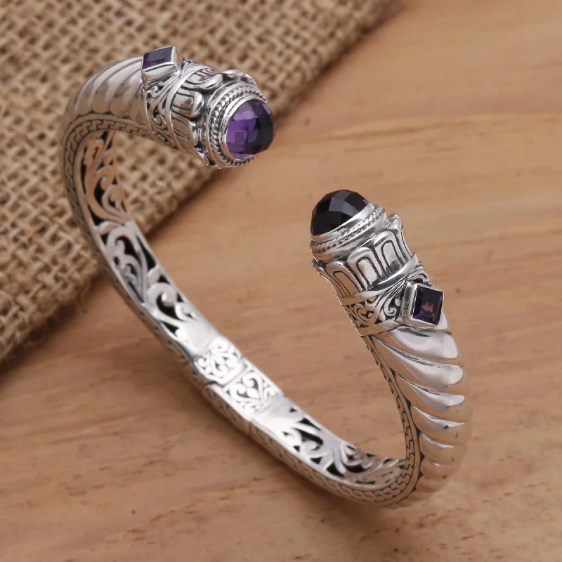 Women’s wrap bangles-Aspire Amethyst and Sterling Silver Cuff Bracelet