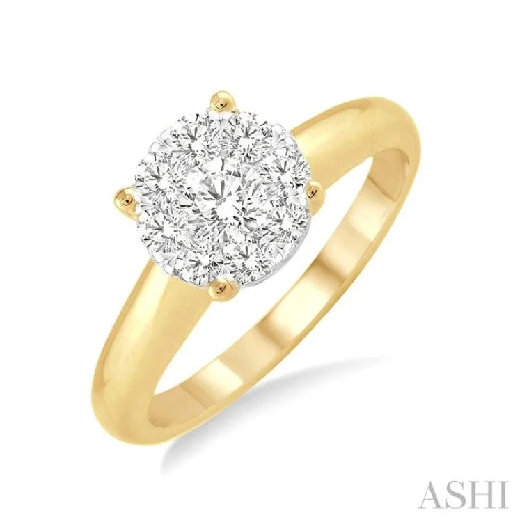 Women’s wedding and engagement ring sets-1/8 Ctw Lovebright Round Cut Diamond Ring in 14K Yellow Gold