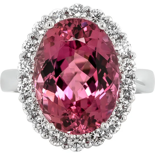 Women’s classic diamond engagement rings-Gems of Distinction Collection's 14k White Gold 9.14ct Pink Tourmaline & .96ctw Diamond Ring